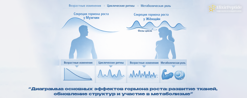 Диаграмма основных эффектов гормона роста- развитие тканей обновление структур и участие в метаболизме.png Диаграмма основных эффектов гормона роста- развитие тканей обновление структур и участие в метаболизме.png
